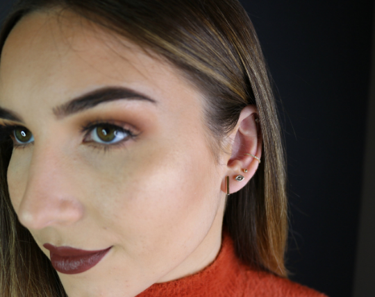 14K Large Bar Stud Earrings